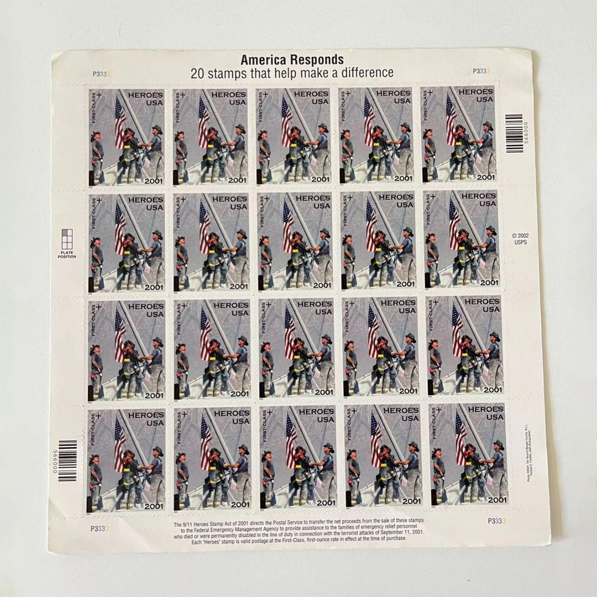 2001 US America Responds First Class Postage Stamps